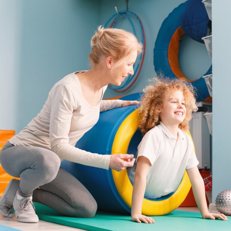 Boy in therapeutic tunnel